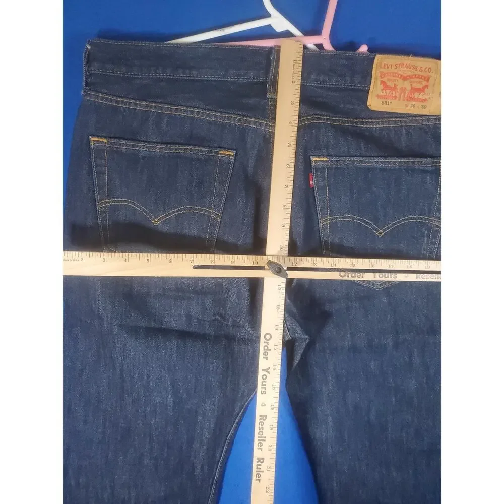 Levis 501 Mens Jeans 36x30 Blue Original Fit Straight Leg Button Fly